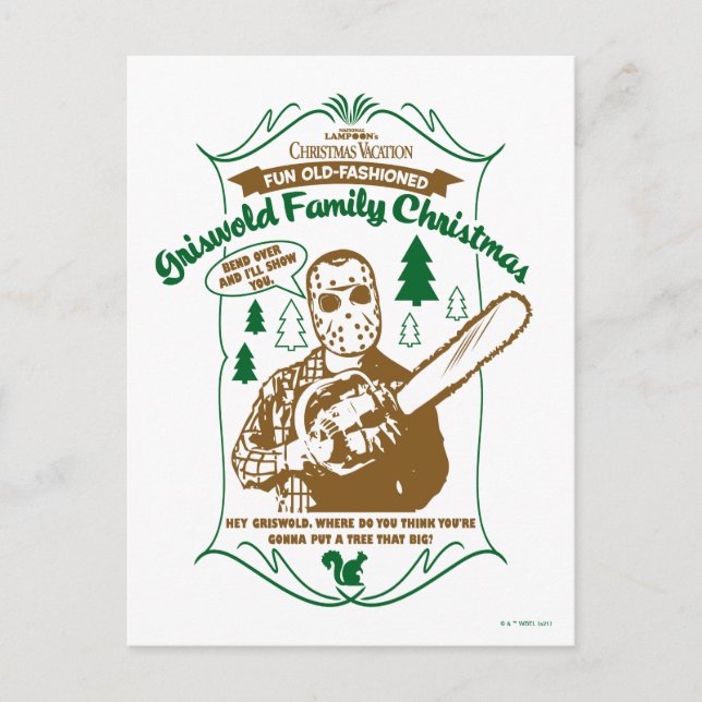 Griswold Family Christmas Chainsaw Graphic Postcard (Front)