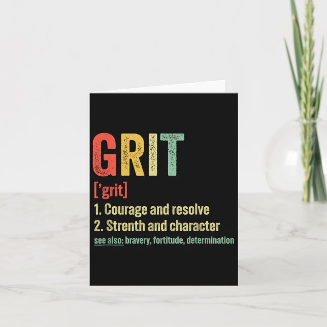Grit Definition Motivation  Card (Front)