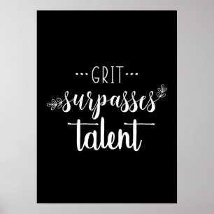Grit vs Talent - Hustle Success Gym Motivational Poster