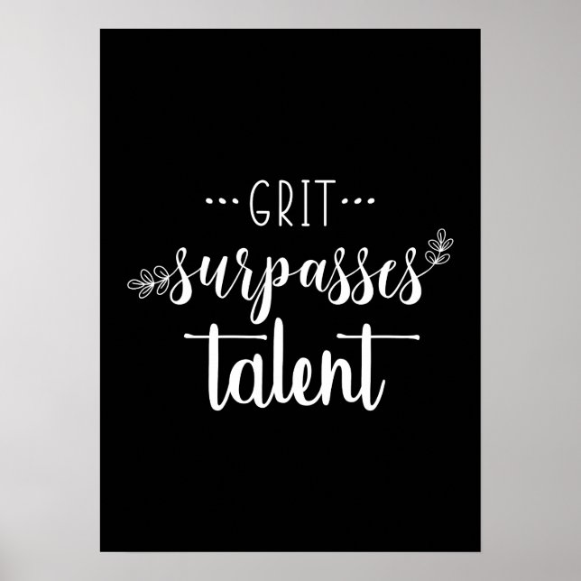 Grit vs Talent - Hustle Success Gym Motivational Poster (Front)