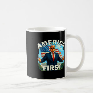 Gritty Bold Retro Political Slogan America First D Coffee Mug
