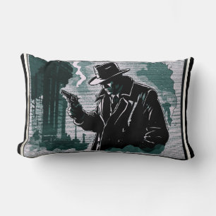 Gritty City Urban Detective 1940s Vintage Style Lumbar Cushion