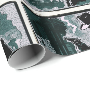 Gritty City Urban Detective 1940s Vintage Style Wrapping Paper