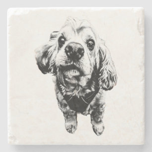 Gritty Cocker Spaniel Art – Moody Dog Vibes Stone Coaster