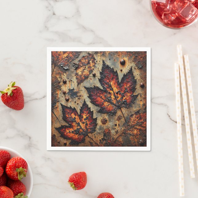 Gritty Fall Decaying Leaves Découpage Napkins (Insitu)