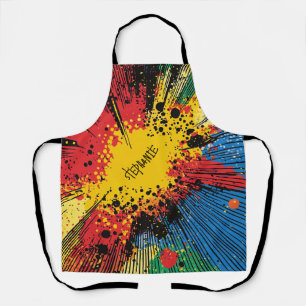 Gritty Graffiti Yellow Blast Speed Line Apron