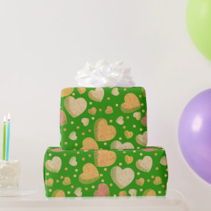 Gritty Love hearts vibrant green Wrapping Paper