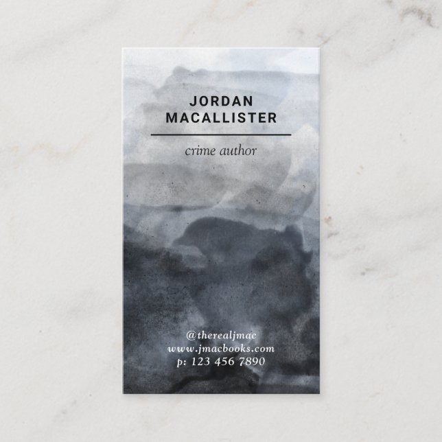 Gritty Watercolor Crime Author Business Card (Front)