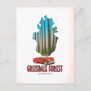 Grizdale forest lake district england map postcard
