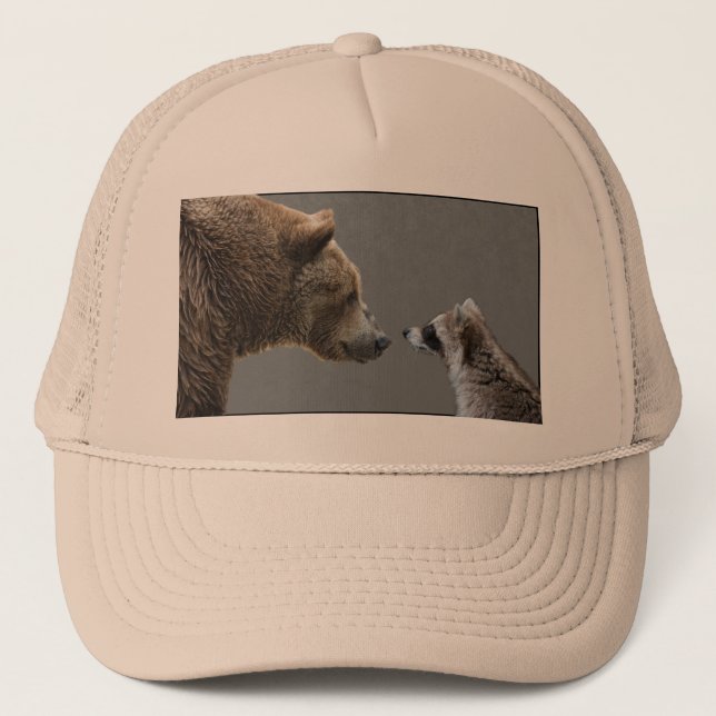 Grizzle Bear Meets Racoon Trucker Hat (Front)