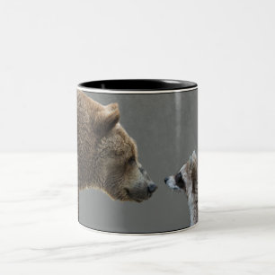Grizzle Bear Meets Racoon Two-Tone Coffee Mug