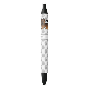 Grizzle Norfolk Terrier Cartoon Dog & Name Black Ink Pen