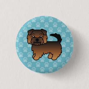 Grizzle Norfolk Terrier Cartoon Dog On Blue 3 Cm Round Badge