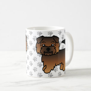 Grizzle Norfolk Terrier Cartoon Dog & Paws Coffee Mug