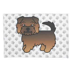 Grizzle Norfolk Terrier Cartoon Dog & Paws Pillowcase
