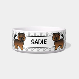 Grizzle Norfolk Terrier Cartoon Dogs & Name Bowl