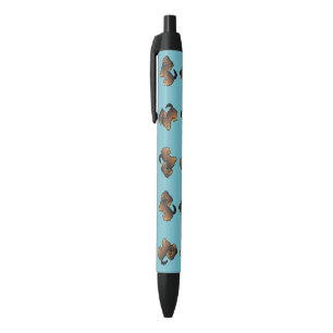 Grizzle Norfolk Terrier Dog Pattern On Blue Black Ink Pen