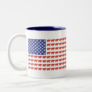 Grizzley-Bear-USA-Flag Two-Tone Coffee Mug
