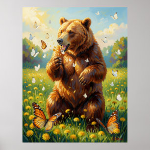 Grizzlies and butterflies poster