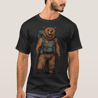 Grizzly Backpacker Mountain Forest Wildlife Campin T-Shirt