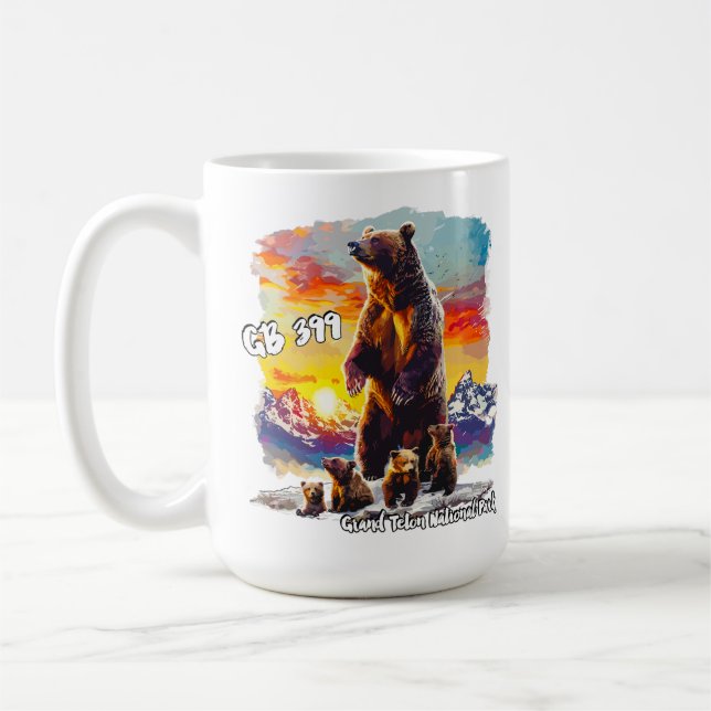 Grizzly Bear 399 4 Cubs Grand Teton National Park Coffee Mug (Left)