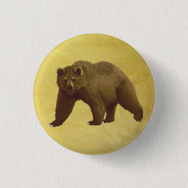 Grizzly Bear 3 Cm Round Badge (Front)