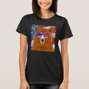 Grizzly Bear 4th of July Patriotic Men Women USA S T-Shirt
