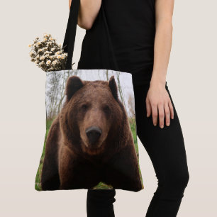 GRIZZLY BEAR ALL OVER PRINT TOTE PURSE BAG