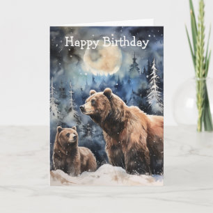 Grizzly Bear and Baby Card