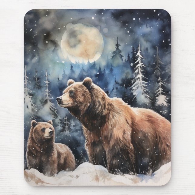 Grizzly Bear and Baby Mouse Pad (Front)