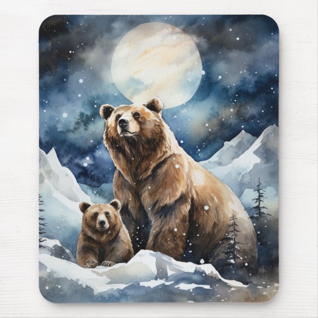 Grizzly Bear and Baby Mouse Pad (Front)