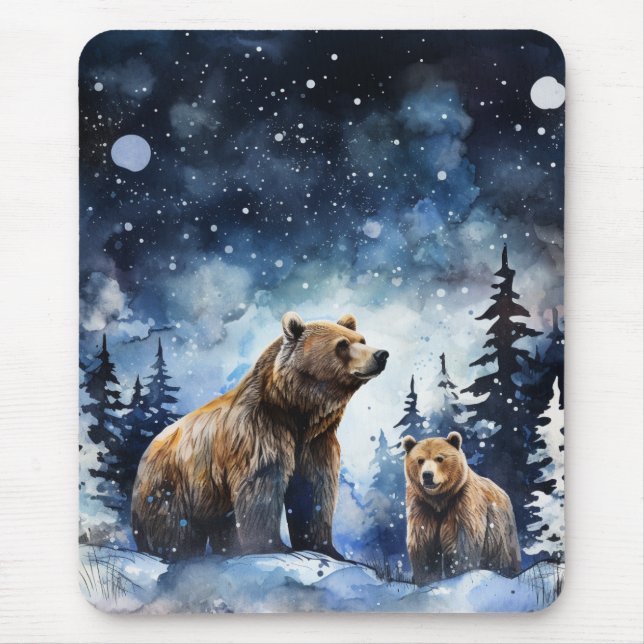 Grizzly Bear and Baby Mouse Pad (Front)