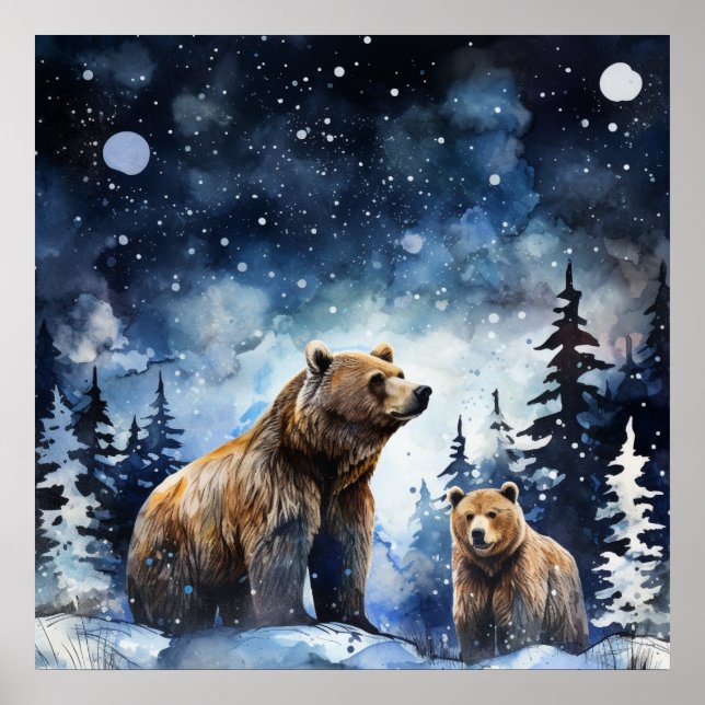 Grizzly Bear and Baby Poster (Front)