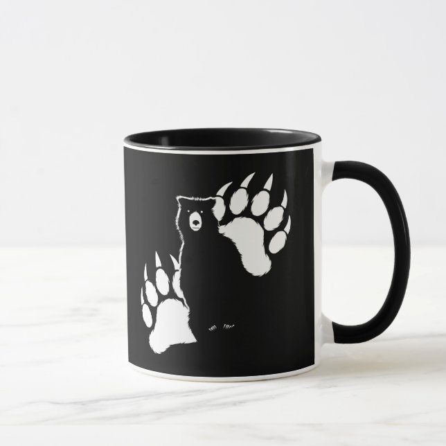 Grizzly bear and footprints Graphic Design Mug (Right)