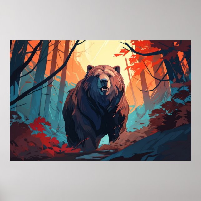 Grizzly Bear Animal Forest Nature Wilderness Poster (Front)