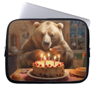 Grizzly Bear Animal Fun Cooking Cake Happy Time Laptop Sleeve