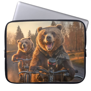 Grizzly Bear Animal Fun Cycling Bike Happy Relax  Laptop Sleeve