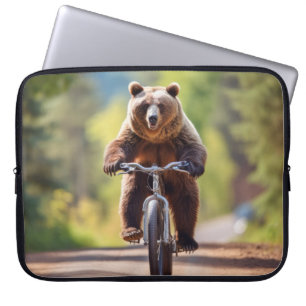 Grizzly Bear Animal Fun Cycling Bike Happy Relax Laptop Sleeve