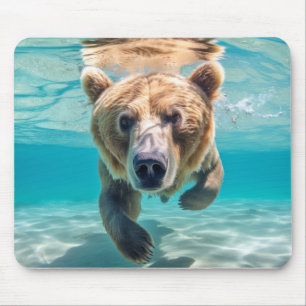 Grizzly Bear Animal Fun Nature Playing Mouse Pad