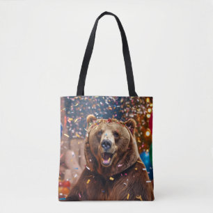 Grizzly Bear Animal Fun Party Celebration Happy Tote Bag