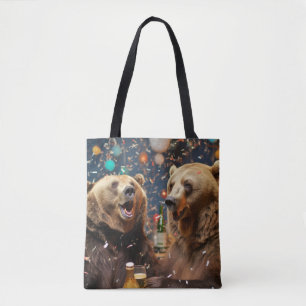 Grizzly Bear Animal Fun Party Celebration Happy Tote Bag