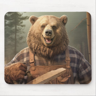 Grizzly Bear Animal Fun Playing Guitar Happy Time Mouse Pad