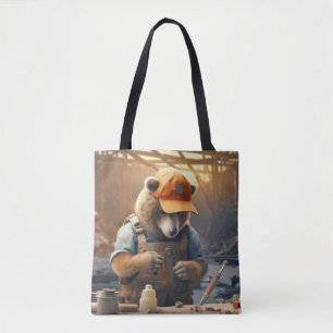 Grizzly Bear Animal Fun Work Handyman Happy Time Tote Bag