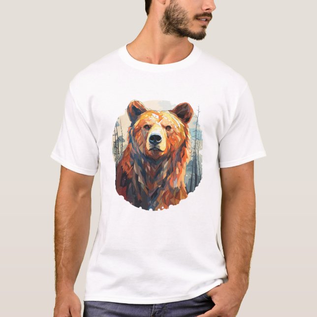 Grizzly Bear Animal World Wildlife Beauty Painting T-Shirt (Front)