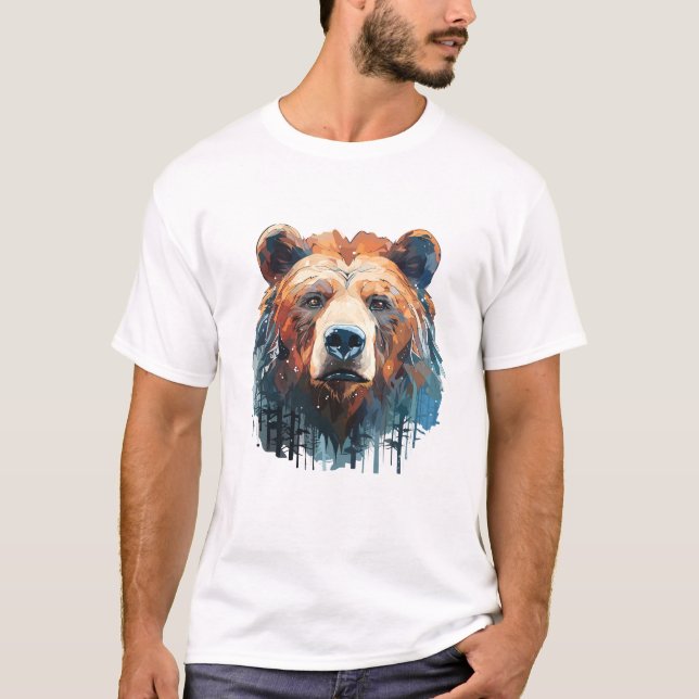 Grizzly Bear Animal World Wildlife Beauty Painting T-Shirt (Front)