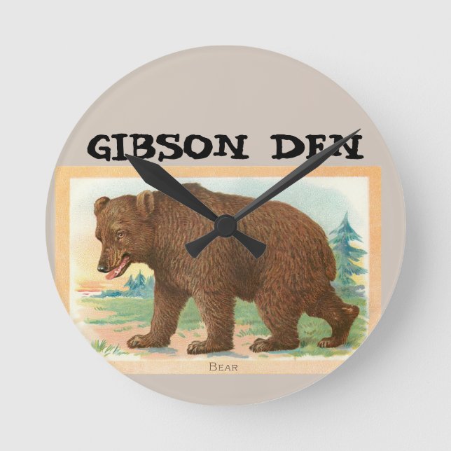 GRIZZLY BEAR ART PERSONALIZED CLOCK (Front)