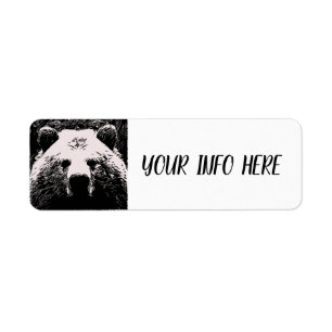 GRIZZLY BEAR ART Return Address Labels