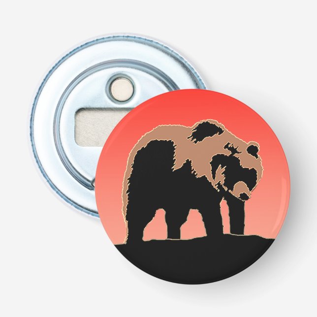 Grizzly Bear at Sunset  - Original Wildlife Art Bottle Opener (Front)