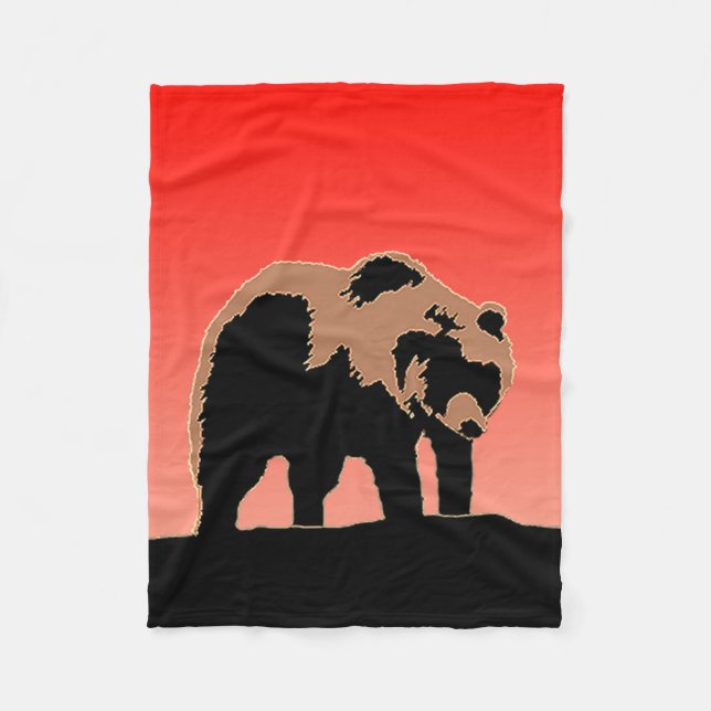 Grizzly Bear at Sunset  - Original Wildlife Art Fleece Blanket (Front)