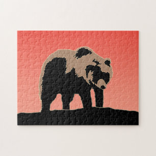 Grizzly Bear at Sunset - Original Wildlife Art Jigsaw Puzzle